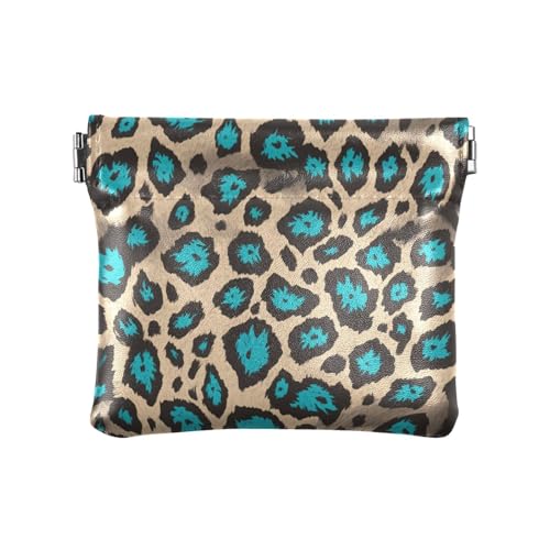 Geldbörse mit Gepardenhaut-Druck, blaugrün, für Damen, Leder, niedlicher Schmuck für Männer und Frauen von sanluoli