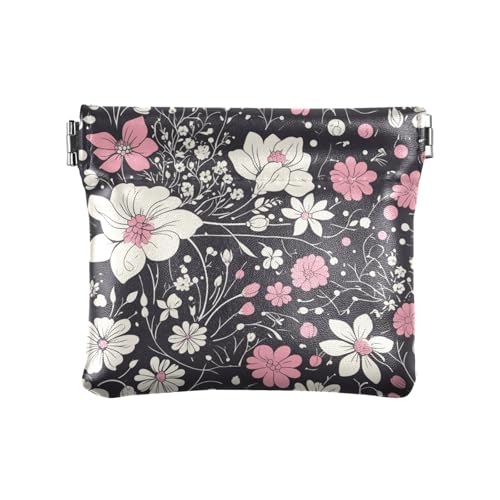 Geldbörse mit Liberty-Muster, schwarz, pfirsichfarben, Leder, praktischer Verschluss, Kartenhalter für Damen und Mädchen Geldbörse mit Liberty-Muster, schwarz, pfirsichfarben, Leder, praktischer Verschluss, Kartenhalter für Damen und Mädchen von sanluoli