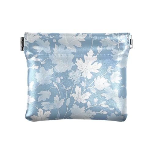 Geldbörse mit weißen Blättern, hellblau, PU-Leder, einzigartiger Schmuck-Organizer für Damen und Mädchen Geldbörse mit weißen Blättern, hellblau, PU-Leder, einzigartiger Schmuck-Organizer für Damen und Mädchen von sanluoli