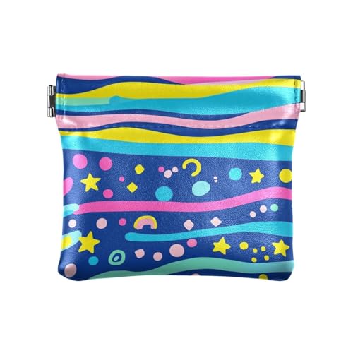 Geometic Blue Abstract Damen PU Leder Münzbörse Praktische Tasche Geldbörse Make-up Tasche für Mädchen Damen Handtasche von sanluoli