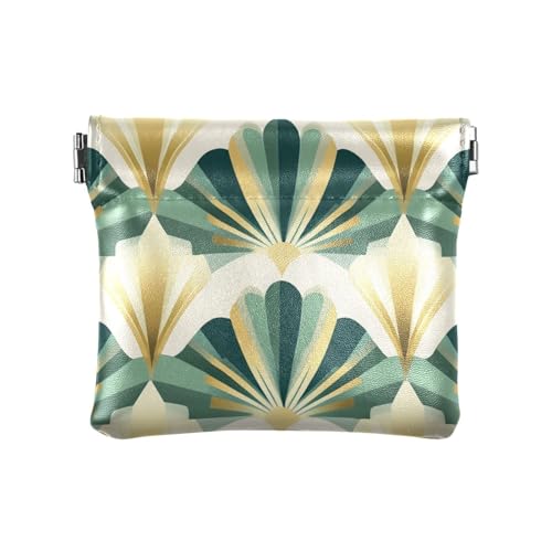 Geometrische grüne Abstraktion Damen Leder Münzgeldbörse ausgefallene Kartenetuis Geld Organizer für Mädchen Damen Handtasche von sanluoli