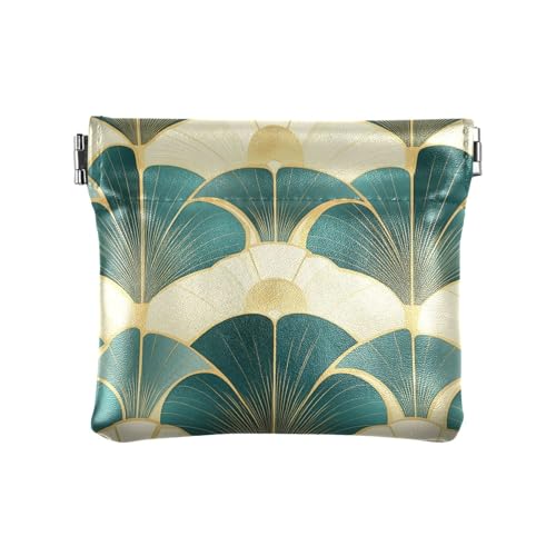 Geometrische grüne Abstraktion PU-Leder Kleingeldbörse tragbare Mini-Geldbörse für Damen von sanluoli