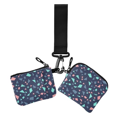 Geometrisches blaues Dreieck, Damen-Kartenetui, Kleingeldhalter, dünn, flach, Kartenetui, Geldorganizer mit Reißverschluss, Münzfach für Frauen, 2 Packungen Geometrisches blaues Dreieck, Damen-Kartenetui, Kleingeldhalter, dünn, flach, Kartenetui, Geldorganizer mit Reißverschluss, Münzfach für Frauen, 2 Packungen von sanluoli