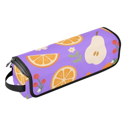 Haarwerkzeug-Reisetasche für Damen, mit hitzebeständiger Matte, wasserdicht, tragbar, offen, flach, Reisetasche für Glätteisen, Lockenstäbe, violette Beere, Orange, Birne, florale Textur Haarwerkzeug-Reisetasche für Damen, mit hitzebeständiger Matte, wasserdicht, tragbar, offen, flach, Reisetasche für Glätteisen, Lockenstäbe, violette Beere, Orange, Birne, florale Textur von sanluoli