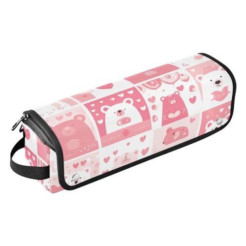 Hair Tools Reisetasche mit Eisenmatte, wasserdicht, flacher Lockenstab, Reise-Organizer für Glätteisen, Glätteisen, Lockenstäbe, Bärenweiß und Pfirsich von sanluoli