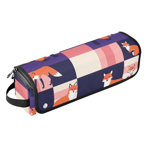 Hair Tools Reisetasche mit Eisenmatte, wasserdicht, flacher Lockenstab, Reise-Organizer für Lockenstab Glätteisen, flacher Haartrockner, niedliche Füchse, lila Pfirsich von sanluoli