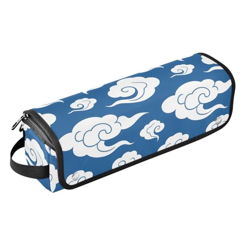 Hair Tools Reisetasche mit hitzebeständiger Matte, wasserdicht, flacher Lockenstab, Reise-Organizer für Glätteisen, Lockenstab, Haartrockner, chinesisches verheißungsvolles Wolkenmuster, Weiß / Blau von sanluoli