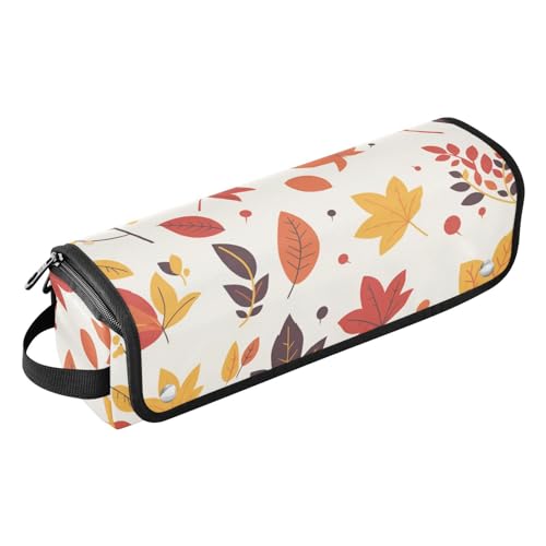 Hair Tools Reisetasche und hitzebeständige Matte, wasserdicht, flacher Lockenstab, Reise-Organizer für Lockenstab Glätteisen, flacher Haartrockner, Herbstblätter, Goldorange von sanluoli