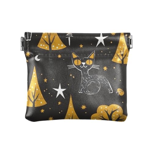 Halloween Böse Katze Schwarz Gold Stern Personalisierte Damen Leder Münzgeldbörsen Beutel Niedlich Mini Geldbörse Geldbörse für Frauen Jungen Mädchen Halloween Böse Katze Schwarz Gold Stern Personalisierte Damen Leder Münzgeldbörsen Beutel Niedlich Mini Geldbörse Geldbörse für Frauen Jungen Mädchen von sanluoli