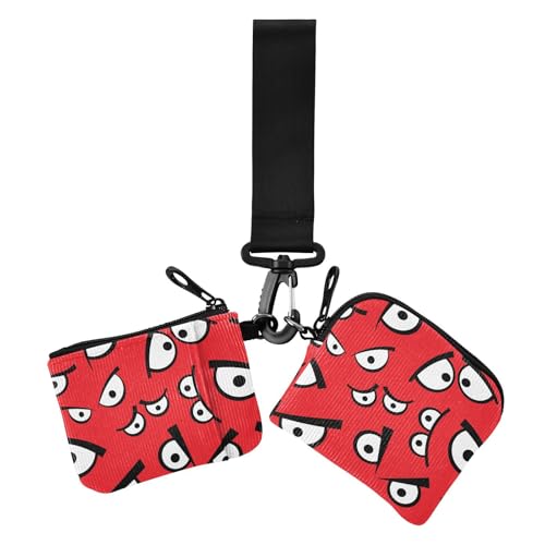 Happy Halloween Damen Geldbörse mit roten Augen, Kartenetui, klein, tragbar, Ausweishalter, Schutz mit Handgelenkschlaufe für Frauen, 2 Packungen Happy Halloween Damen Geldbörse mit roten Augen, Kartenetui, klein, tragbar, Ausweishalter, Schutz mit Handgelenkschlaufe für Frauen, 2 Packungen von sanluoli