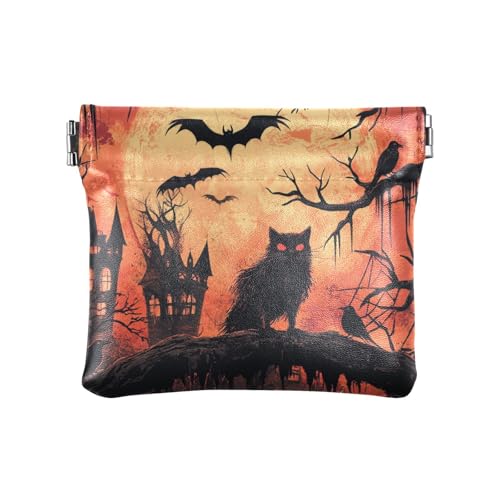 Horror Halloween Schwarz Spukhaus Damen Kleine Leder Kleingeld Geldbörse Bequem Kleingeld Geldbörse für Frauen Jungen Mädchen Horror Halloween Schwarz Spukhaus Damen Kleine Leder Kleingeld Geldbörse Bequem Kleingeld Geldbörse für Frauen Jungen Mädchen von sanluoli