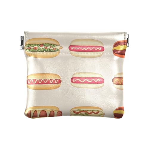 Hotdogs Einfaches Essen Damen Leder Münzgeldbörse Geldbörse Portmonee Geldbörse für Frauen Jungen Mädchen von sanluoli