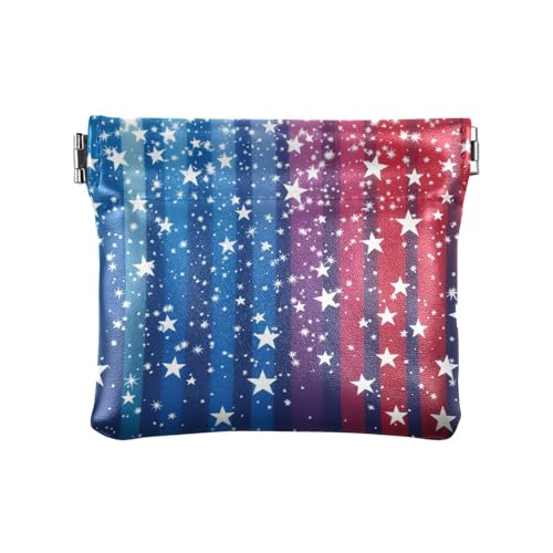 Independence Day rote und blaue Sterne Damen Kleine Leder Münzbörse Portemonnaie Fancy Mini Kartenhalter Geldbörse für Frauen Jungen Mädchen von sanluoli