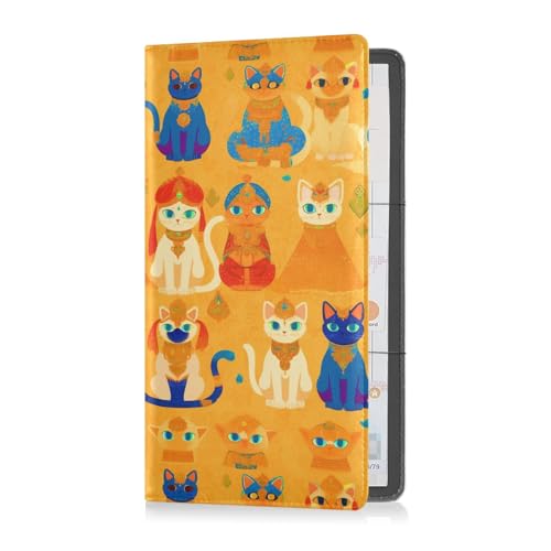 Indischer Pharaoh-Stil Katzen helleres Premium-Leder, Auto-Registrierungs- und Versicherungshalter, Auto-Handschuhfach-Organizer für Karten, wichtige Dokumente, Führerschein, Fahrzeugpapiere von sanluoli