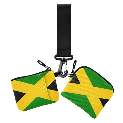 Jamaikanische Nationalflagge Jamaika Jam Damen Dual Wallets Visitenkartenetuis Große Kapazität Münzgeldbörse Kleingeldhalter mit Reißverschluss Münzfach für Damen 2 Packungen von sanluoli