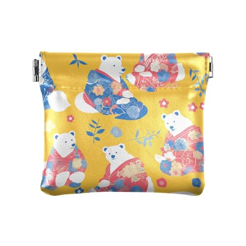 Japanischer Stil Eisbären Damen Kleine Leder Münzbörse Geldbörse Geldbörse Wasserdicht Kleingeld Geldbörse für Frauen von sanluoli