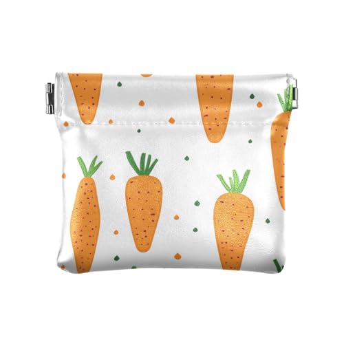 Karotten, weißer Hintergrund, PU-Leder, kleine Münze, wasserdicht, Kleingeldbörse mit Verschluss, für Damen und Mädchen von sanluoli