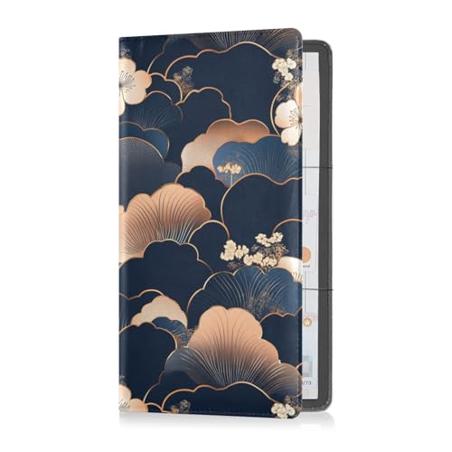 Kartenhalter aus PU-Leder im japanischen Blumenstil, Brieftasche, Zubehör für Ausweis, Führerschein, Schlüsselkontaktinformationskarten von sanluoli