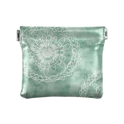 Kleine Geldbörse aus Leder, weich, salbeigrün mit grünem Hintergrund, tragbar, für Karten, Schlüssel, Organizer für Mädchen und Damen von sanluoli