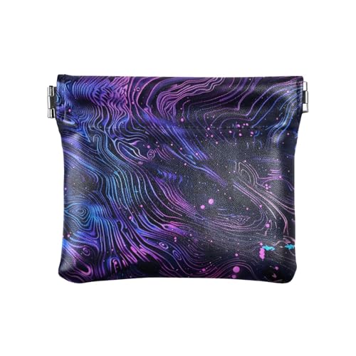 Kleine Geldbörse aus Leder mit Neonlicht und Filmeffekt, praktische Make-up-Tasche für Damen, Violett und Blau von sanluoli
