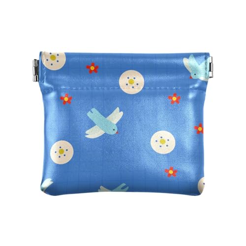 Kleine Geldbörse aus Leder mit blauen Vogelknöpfen, rote Blume, niedlicher Schmuck, für Männer und Frauen Kleine Geldbörse aus Leder mit blauen Vogelknöpfen, rote Blume, niedlicher Schmuck, für Männer und Frauen von sanluoli