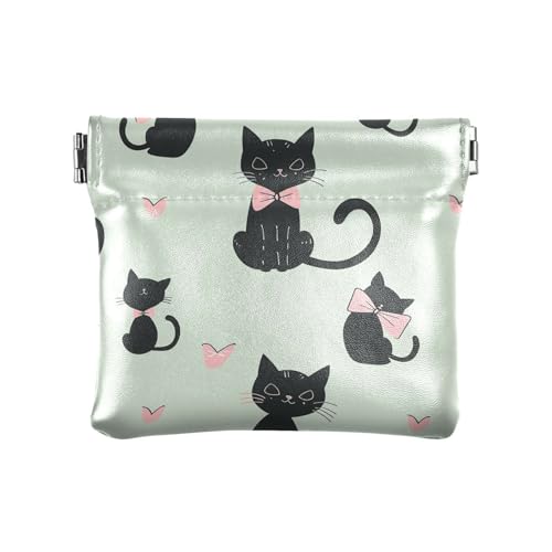 Kleine Geldbörse aus Leder mit süßer schwarzer Katze, schicker Schmuck für Männer und Frauen auf Reisen von sanluoli