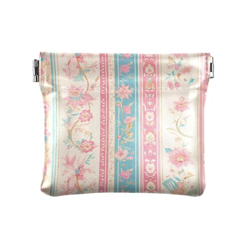 Kleine Geldbörse aus PU-Leder, gestreift, pfirsichfarben, goldfarben, ausgefallener Schmuck für Mädchen und Damen von sanluoli