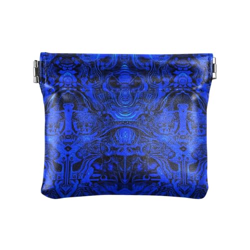 Kleine Geldbörse aus PU-Leder mit Vintage-Blumen, marineblau, tragbar, Münzhalter für Mädchen und Damen von sanluoli