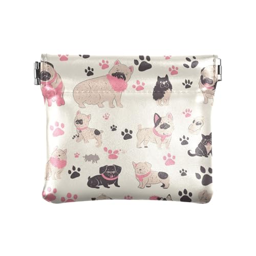 Kleine Geldbörse mit Hundemotiv, PU-Leder, klein, praktischer Kleingeldhalter, Kartenorganizer für Damen, Jungen, Mädchen, Schwarz von sanluoli