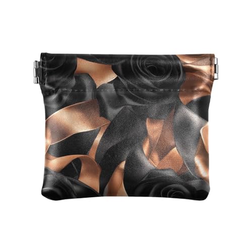 Kleine Geldbörse mit Rosen-Samtband, Karamell und Schwarz, PU-Leder, niedlicher Verschluss, Kartenhalter für Frauen und Mädchen Kleine Geldbörse mit Rosen-Samtband, Karamell und Schwarz, PU-Leder, niedlicher Verschluss, Kartenhalter für Frauen und Mädchen von sanluoli