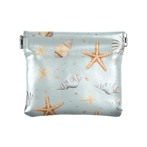 Kleine Geldbörse mit Seestern und Muscheln, hellblau, klein, Leder, wasserdicht, Schmuck für Damen und Mädchen Kleine Geldbörse mit Seestern und Muscheln, hellblau, klein, Leder, wasserdicht, Schmuck für Damen und Mädchen von sanluoli