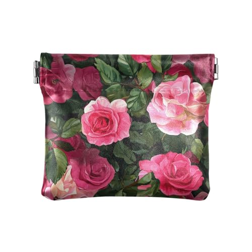 Kleine Münzgeldbörse, Blumen-Design, Pfirsichblumen, PU-Leder, wasserdicht, Schmuck-Organizer für Damen und Mädchen von sanluoli