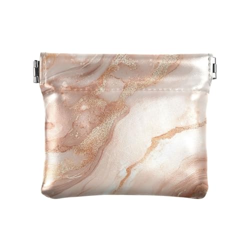 Kleines Leder-Münzgeldbörse, Roségold mit unregelmäßiger Marmorstruktur, einzigartiger Schmuck-Organizer für Frauen und Mädchen von sanluoli