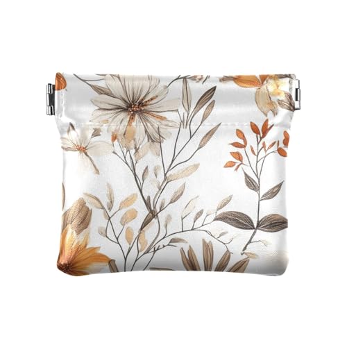 Kleines Portemonnaie mit Safari-Blumen, aus PU-Leder, praktische Kleingeldbörse mit Verschluss, für Mädchen, Damen, Beige von sanluoli