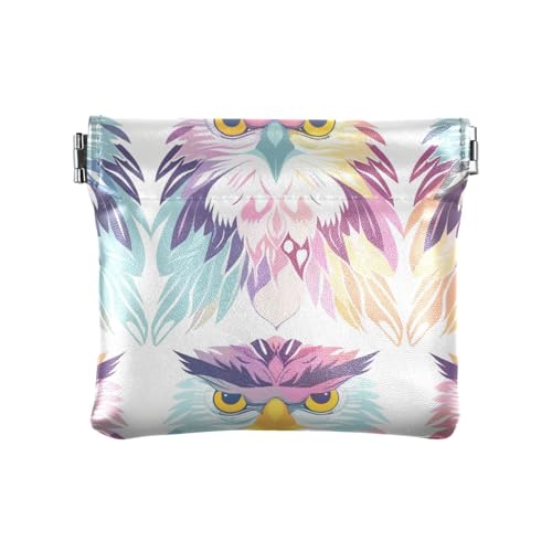 Kleingeldbörse für Damen, bunt, Eulen, Leder, Schlüssel-Organizer für Männer, Frauen, Reisen von sanluoli