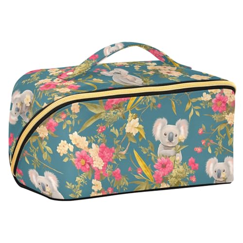 Koala Blumen Retro Grün Kosmetiktasche mit Trennwänden Tragbare Kosmetiktasche für Geldbörse mit Fächern & Griff Koala Blumen Retro Grün Kosmetiktasche mit Trennwänden Tragbare Kosmetiktasche für Geldbörse mit Fächern & Griff von sanluoli