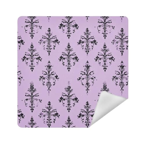 Kosmetiktasche, Kamera-Objektivtuch, magischer Aufkleber, tragbarer Make-up-Organizer, 35 x 35 cm, für Damen, Böhmisches Lila, Schwarz, elegant, 17.7x17.7in von sanluoli