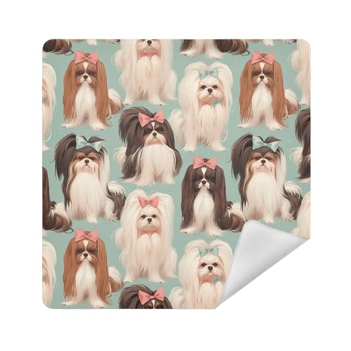 Kosmetiktasche, Kamera-Objektivtuch, selbstklebend, Reise-Kulturbeutel, 35 x 35 cm, für Damen, Niedliche Hundebänder im Retro-Stil, 21.7x21.7in von sanluoli