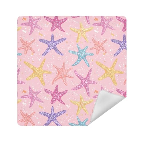 Kosmetiktasche, magischer Kulturbeutel, Organizer, Reiseverpackung, 35 x 35 cm, Kosmetik-Organizer für Reisen, Cartoon Seestern Pfirsich, 21.7x21.7in von sanluoli