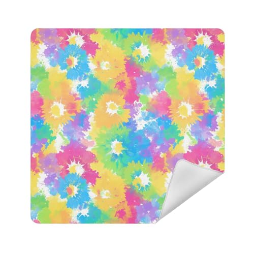 Kosmetiktasche, selbstklebend, Kosmetiktasche, Organizer, 35 x 35 cm, für Damen, Bunte Krawattenform mit Blumen, 17.7x17.7in von sanluoli