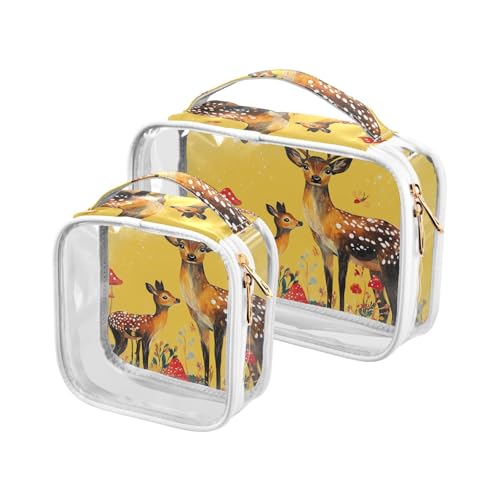 Kosmetiktasche mit Cartoon-Motiv, robust, Sika-Hirsch, zum Aufhängen, TSA-genehmigt, transparent, klein, für Herren von sanluoli