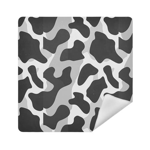 Kulturbeutel, Kamera-Objektivtuch, selbstklebend, Kosmetiktasche, Organizer, 35 x 35 cm, Kosmetik-Organizer für Reisen, Schwarzgrauer Druck, 13.8x13.8in von sanluoli