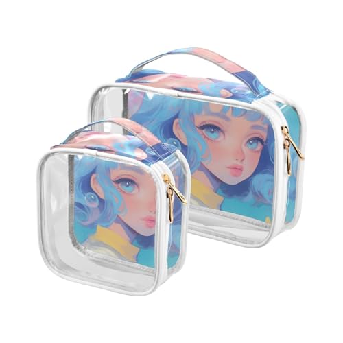Kulturbeutel, modern, niedlich, Anime-Girl, Reise-Kulturbeutel, TSA-genehmigt, wiederverwendbar, Kosmetiktasche, Rasierutensilien, Blau Kulturbeutel, modern, niedlich, Anime-Girl, Reise-Kulturbeutel, TSA-genehmigt, wiederverwendbar, Kosmetiktasche, Rasierutensilien, Blau von sanluoli