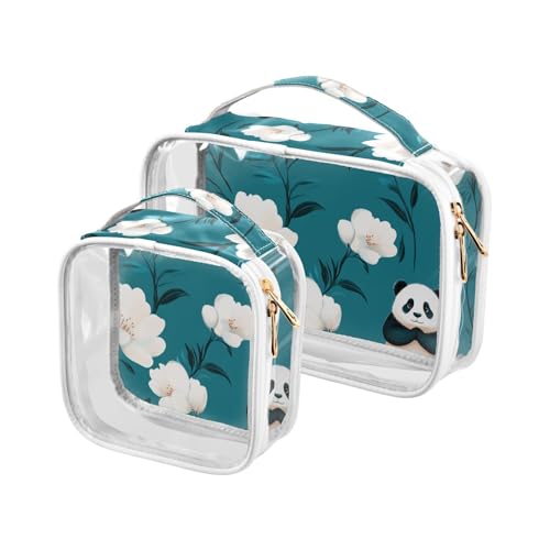 Kulturbeutel für Herren, Cartoon-Motiv, niedlicher Panda-Blume, Blaugrün, TSA-genehmigt, transparent, Reise-Kosmetiktasche, Rasierset für Herren Kulturbeutel für Herren, Cartoon-Motiv, niedlicher Panda-Blume, Blaugrün, TSA-genehmigt, transparent, Reise-Kosmetiktasche, Rasierset für Herren von sanluoli