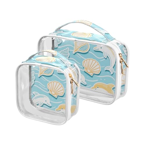 Kulturbeutel für Herren, Motiv: Delfintiere, für TSA-zugelassen, wasserdicht, transparent, Blau, Sommer-Stil Kulturbeutel für Herren, Motiv: Delfintiere, für TSA-zugelassen, wasserdicht, transparent, Blau, Sommer-Stil von sanluoli