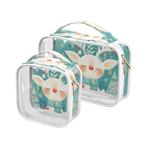 Kulturbeutel für Herren, modern, Rentier, Grün, TSA-geprüft, transparent, Make-up-Tasche, Flughafen, Fluggesellschaftskonform von sanluoli