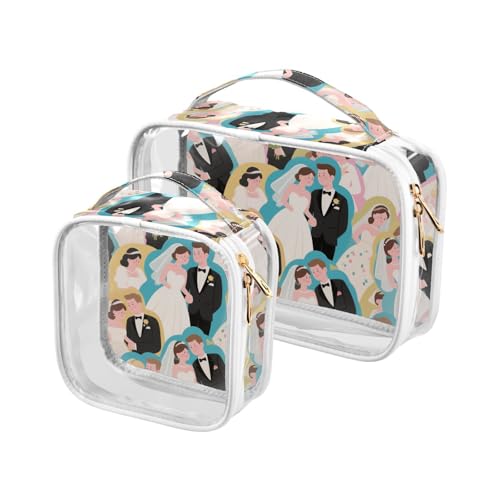 Kulturbeutel für Herren, niedliches Cartoon-Motiv Braut und Bräutigam, TSA-genehmigt, wasserdicht, Make-up-Tasche, Organizer, Reisezubehör Kulturbeutel für Herren, niedliches Cartoon-Motiv Braut und Bräutigam, TSA-genehmigt, wasserdicht, Make-up-Tasche, Organizer, Reisezubehör von sanluoli