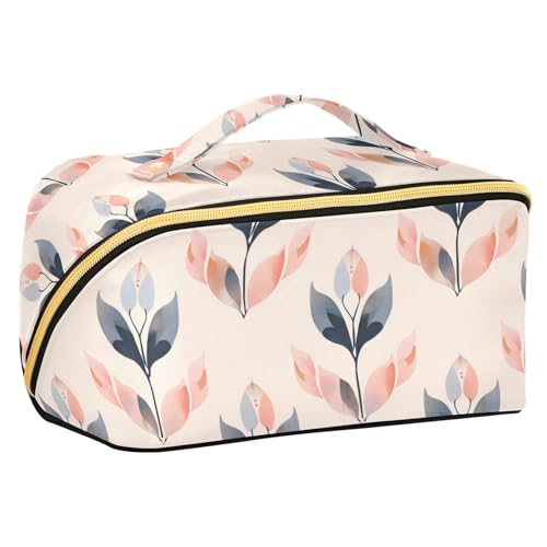 Kulturbeutel mit Fächern und Griff, Blumenmuster, schlicht, minimalistisch, mit Trennwänden, tragbare Kosmetiktasche für Damen, Beige Kulturbeutel mit Fächern und Griff, Blumenmuster, schlicht, minimalistisch, mit Trennwänden, tragbare Kosmetiktasche für Damen, Beige von sanluoli