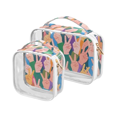 Kulturbeutel zum Aufhängen, Motiv: bunte Cartoon-Yeah-Geste, TSA-genehmigt, wiederverwendbar, Make-up-Tasche, Reise-Rasierset für Herren von sanluoli