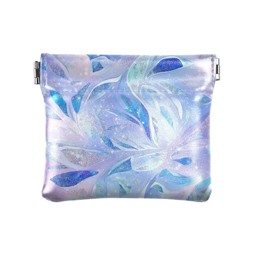 Lila Blau Galaxie Sternenblätter Damen Leder Münzbörse Wasserdicht Kartenhalter für Frauen von sanluoli